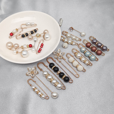 防走光胸针珍珠大别针装饰品腰围改小神器别针防走光珍珠扣针批发|ru