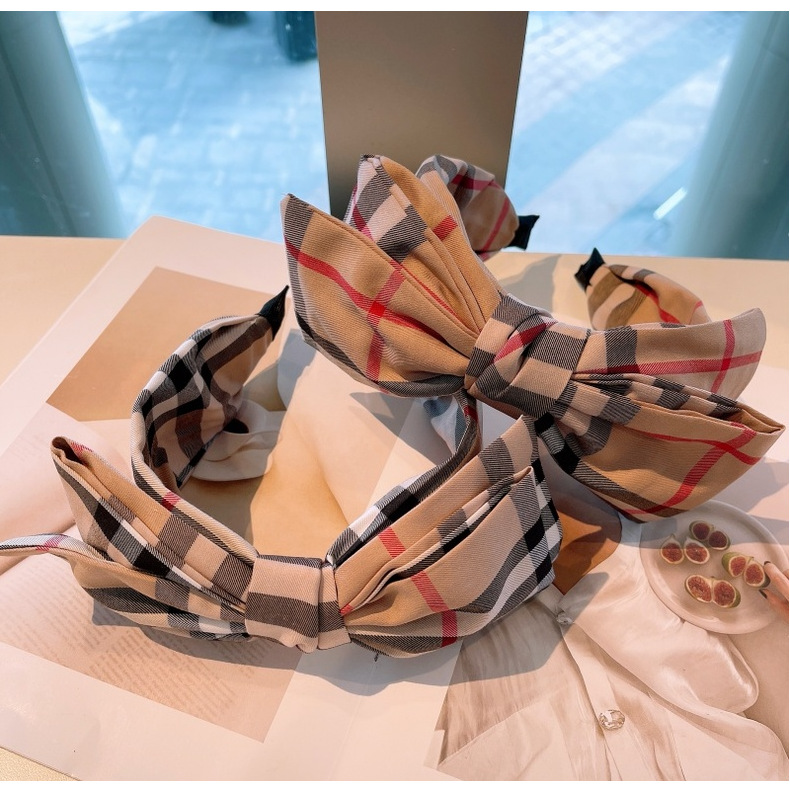 120g Weight Headwear Classification Festival Occasion Bow Knot Pattern Women'S Gender Retro Style Retro Lattice Double-layer Bow Twisted Headband 25
