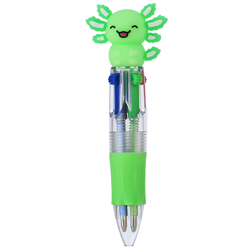 Transfronterizos lindos dibujos animados salamandra bolígrafo de cuatro colores mini bolígrafo de color bolígrafo de papelería regalo al por mayor