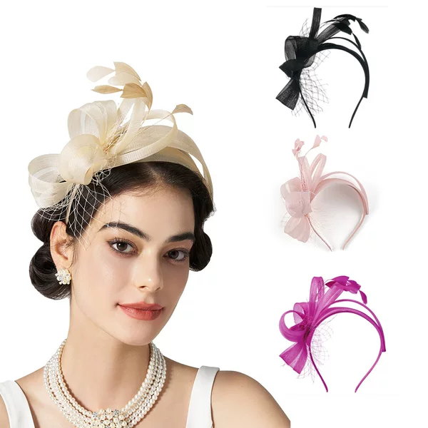 Amazon New Headband Mesh Feather Headwear Retro Elegant All-match Headband Hair Accessories Party Performance Headflower