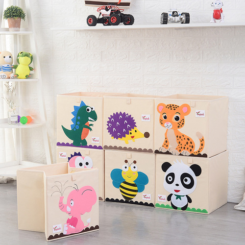 Toy storage box fabric home clothing organizer box cartoon storage container classroom grid cabinet storage basket wholesale