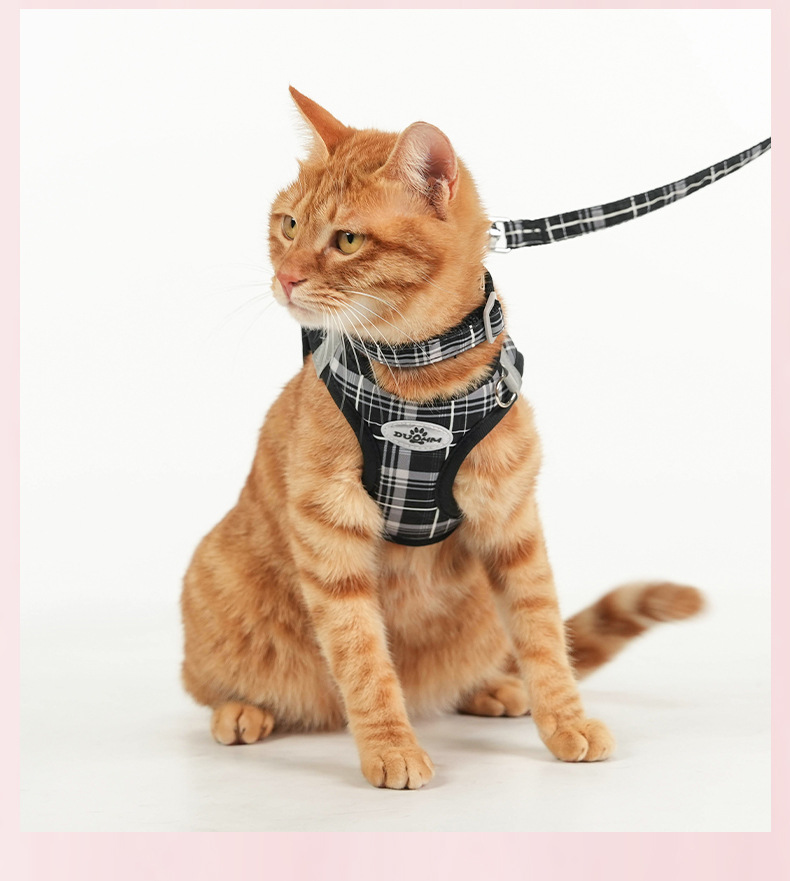 Reflective Cat And Dog Harness And Leash Set Three Piece Vest_voghion.com