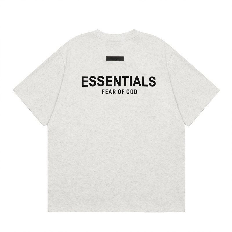 Cross-border FOG Multi-line ESENTIALS Flock Printed Letter Short-Sleeve Retro American Summer Couple T-Shirt Hombre