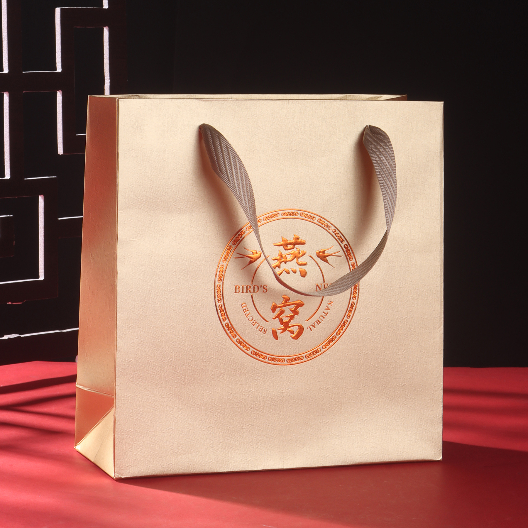 燕窝金色手提袋纸袋加厚礼袋滋补品礼品袋手拎袋烫金送礼包装袋