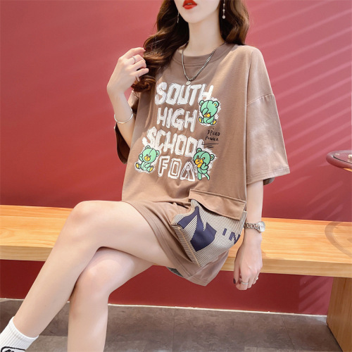 Design Sense Letter 3D Pocket Top for Women, Cartoon Bear, 2025 Summer Casual Loose Plus Size T-Shirt