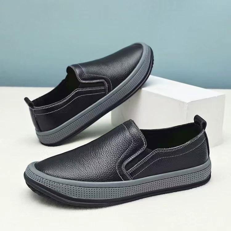 2025 Весенние деловые повседневные туфли для папы с круглым носком, водонепроницаемые кожаные туфли на шнурках, мужская обувь для внешней торговли оптом