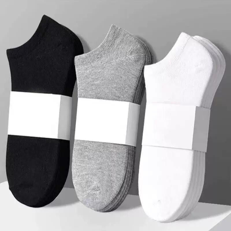 Breathable Low-Cut Socks Unisex, Solid Colors (Black/White/Gray), Lightweight