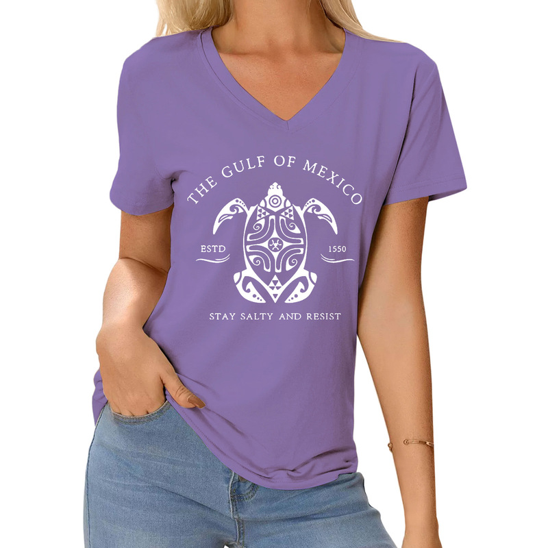 Foreign Trade Women's Tops Cross-Border E-Commerce Amazon V Neck Turtle Print Colorful Cotton T-Shirt Foreign Trade Women's Tops Cross-Border E-Commerce Amazon V Neck Turtle Print Colorful Cotton T-Shirt