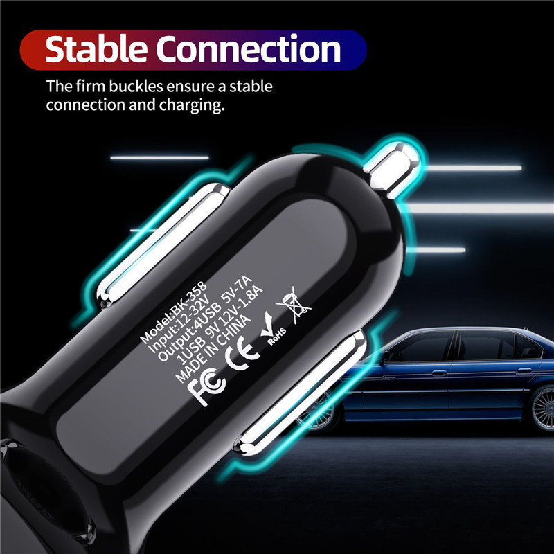 4-port USB 48W 7A mini fast charging adapter for mobile phone car charger_voghion.com