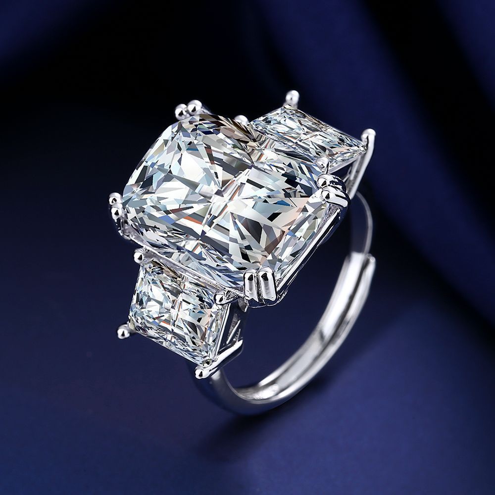 Square Ring Large Loose Stone Diamond Ring Engagement Diamond Ring Eight Carat Wish Hot Selling Zircon Ring Manufacturer Wholesale