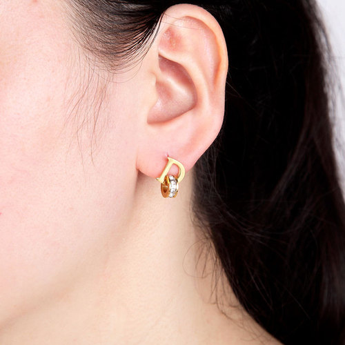New Personality Gold D Letter Square Diamond Earrings Creative Style Simple Girl Earrings Rose Gold Earrings Wholesale