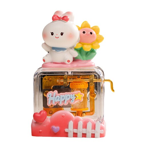 Cute pet concert hand-cranked music box creative cartoon sky city Alice happy birthday music box gift