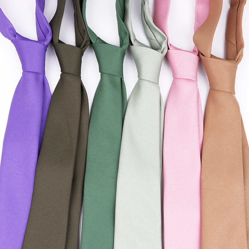 In-Stock Men's Tie Korean Style Casual Fashion Solid Color Candy Color Narrow 7cm Tie Wholesale