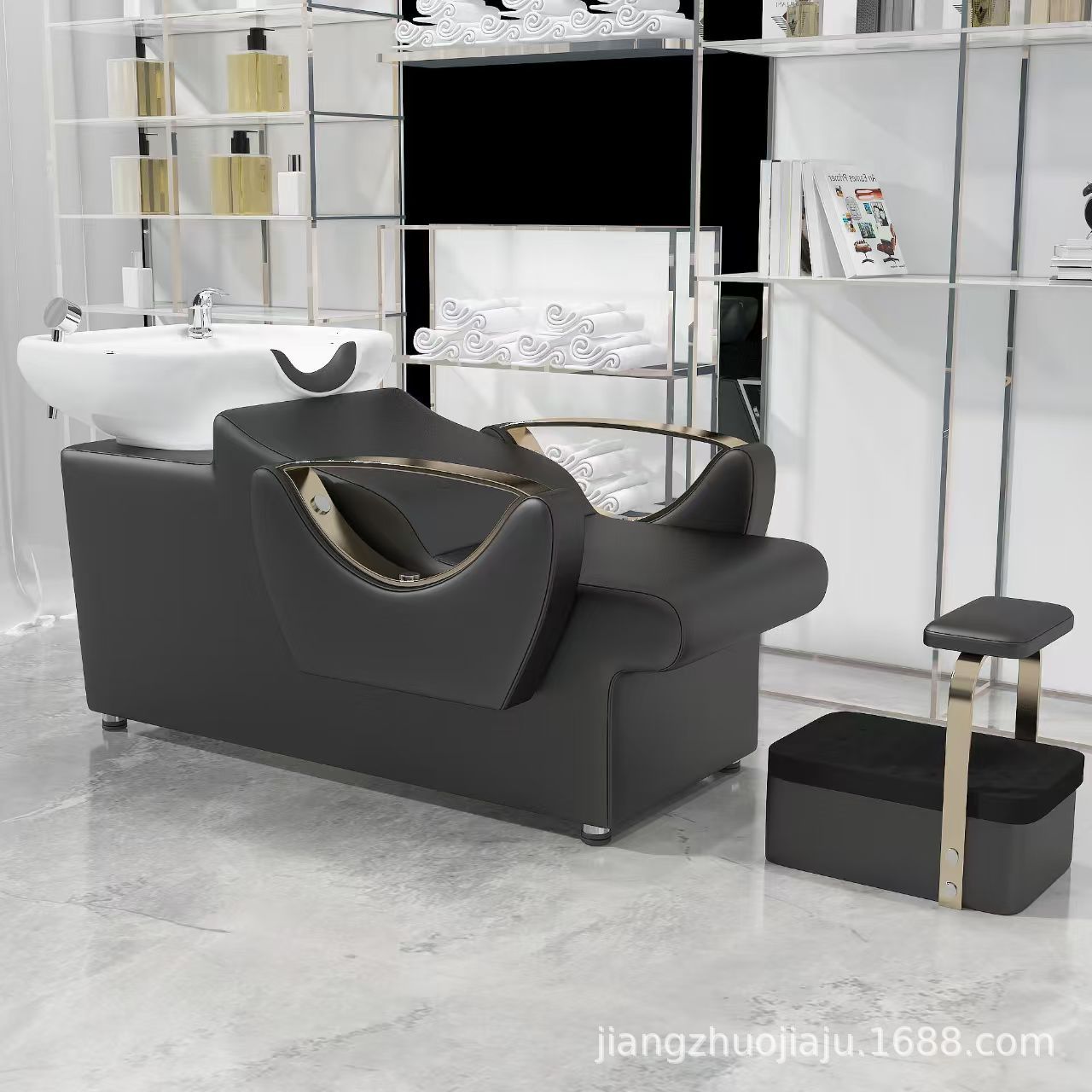 Red en línea lavabo de cerámica lavabo de cabello salón de pelo sillón lavabo de cabello cama de lavado de agua lavabo de cabello barbería cama de lavabo de cabello cómodo