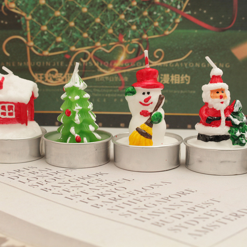 Navidad 4 velas traje viejo hombre árbol muñeco de nieve carnaval cena con velas románticas Navidad vela al por mayor