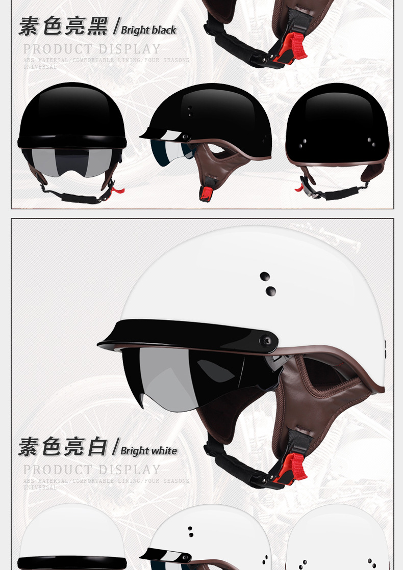 New National Standard 3C Motorcycle Helmet for Men and Women, Retro Half Helmet, Cement Gray Motorcycle Safety Helmet, Spring and Summer