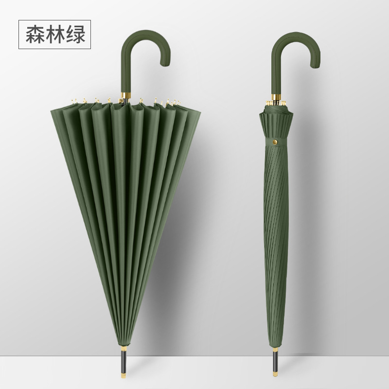 컬러 매칭 곡선형 손잡이 자동 24본 - 포레스트 그린 [무료 우산커버]