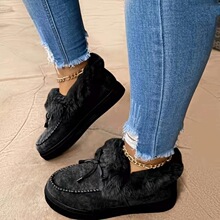 Q 91041 Winter Bow Flat Shoes ������ů��Ь ŷ������羳����