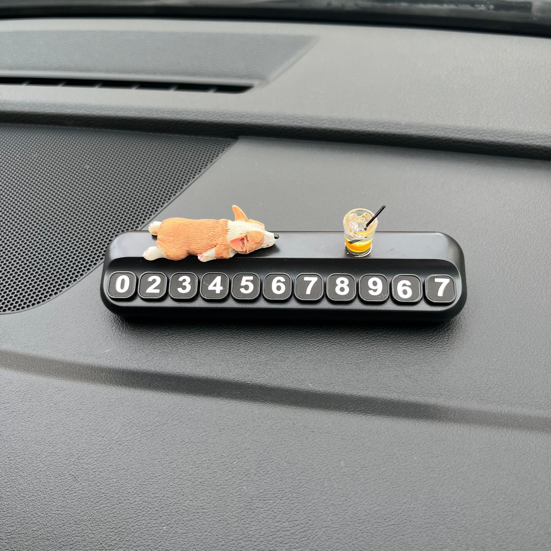 Mini Sleeping Corgi Car Ornaments Creative Car Center Console Decorations Simulated Cute Corgi Parking Signs