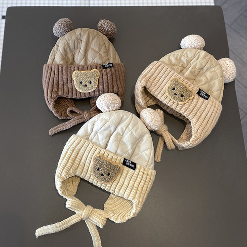 Baby hat autumn and winter style for boys and girls cute bear ear protection hat winter baby head warm Lei Feng hat winter