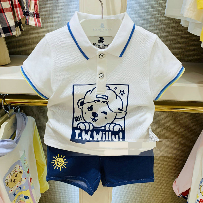 现货T0HA212401K 21夏季新款韩版卡通印花男童翻领休闲短袖T恤|ms