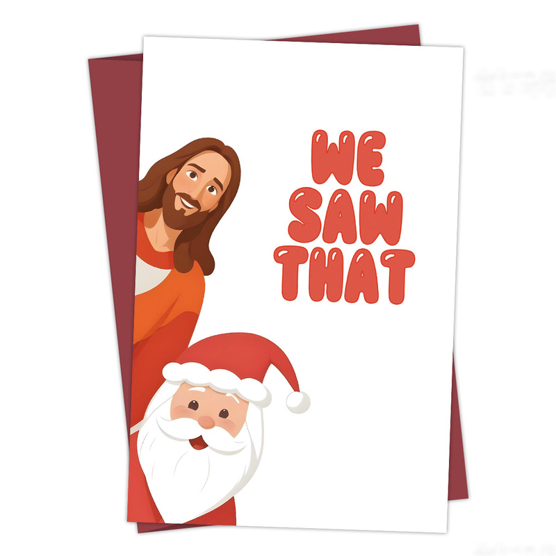Temu人気クリスマスカード封筒付きクロスボーダーお笑い面白い文字カード祝日祝福カード|undefined