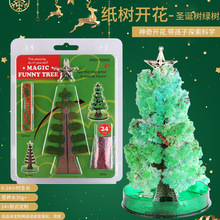 亚马逊跨镜爱心儿童DIY科学实验教具发光七彩魔法圣诞树纸树开花