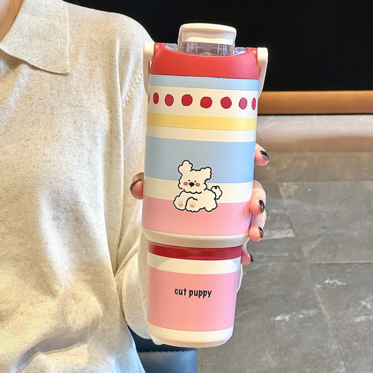 Hombres y mujeres nuevas tazas de aislamiento de alto valor facial de oficina tazas de hielo de doble bebida con mangas de paja portátiles tazas de agua de estudiantes al por mayor