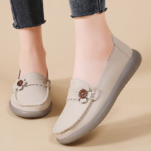 2024春新款真皮乐福鞋女休闲单鞋套脚包子鞋防滑透气百搭妈妈鞋女
