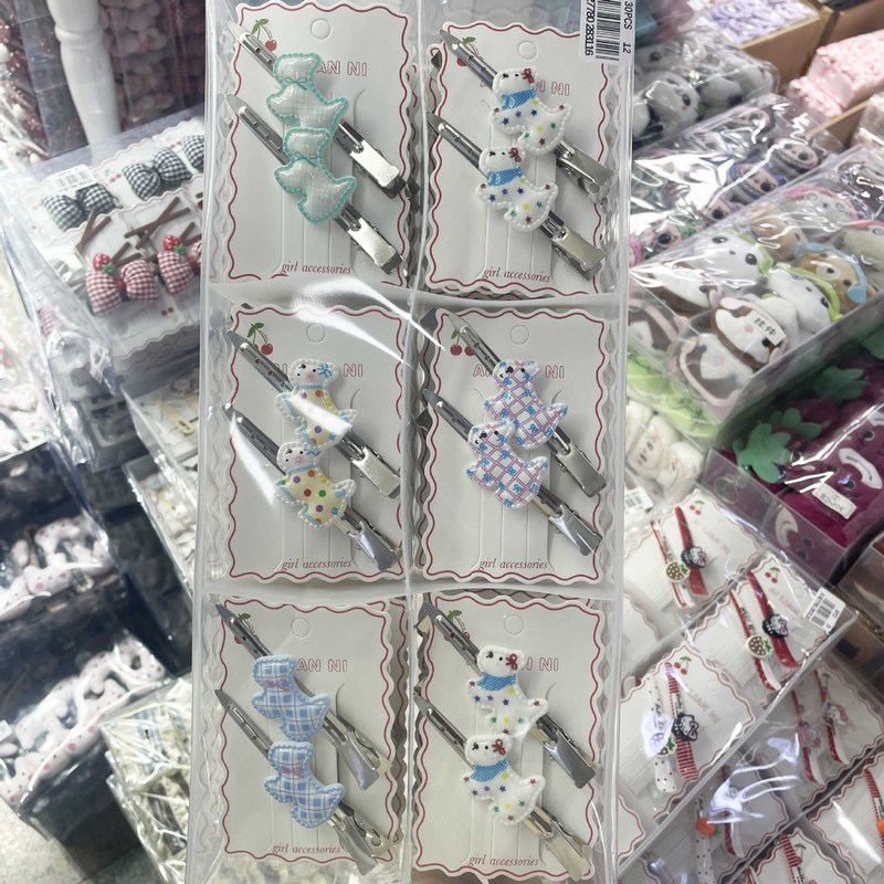 银色系kt腊肠狗卡通女生洗漱刘海夹无痕侧面长夹侧边边夹饰品|undefined