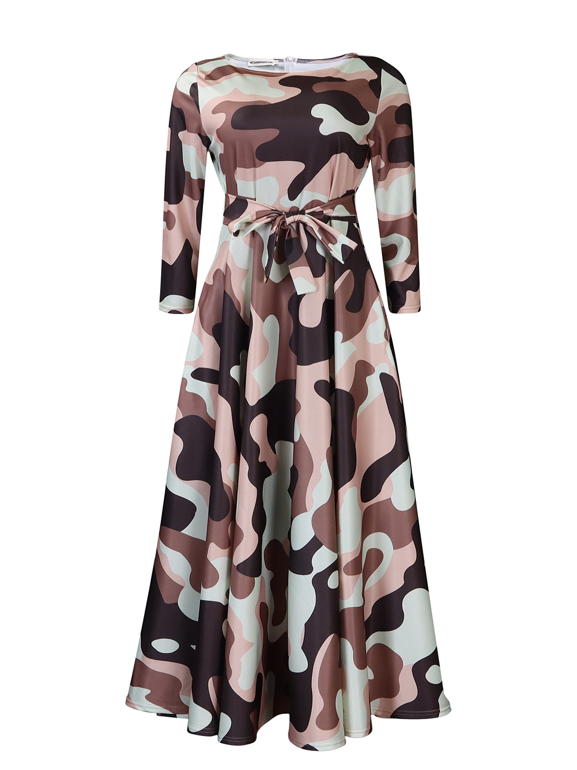 Plus Size African Print Midi Dress Stylish Tie Design Fashionable Comfortable Fabric Spring Summer Collection