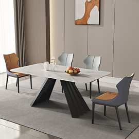 亮光岩板餐桌现代简约家用方桌餐厅饭桌小户型桌子佛山工厂批发商