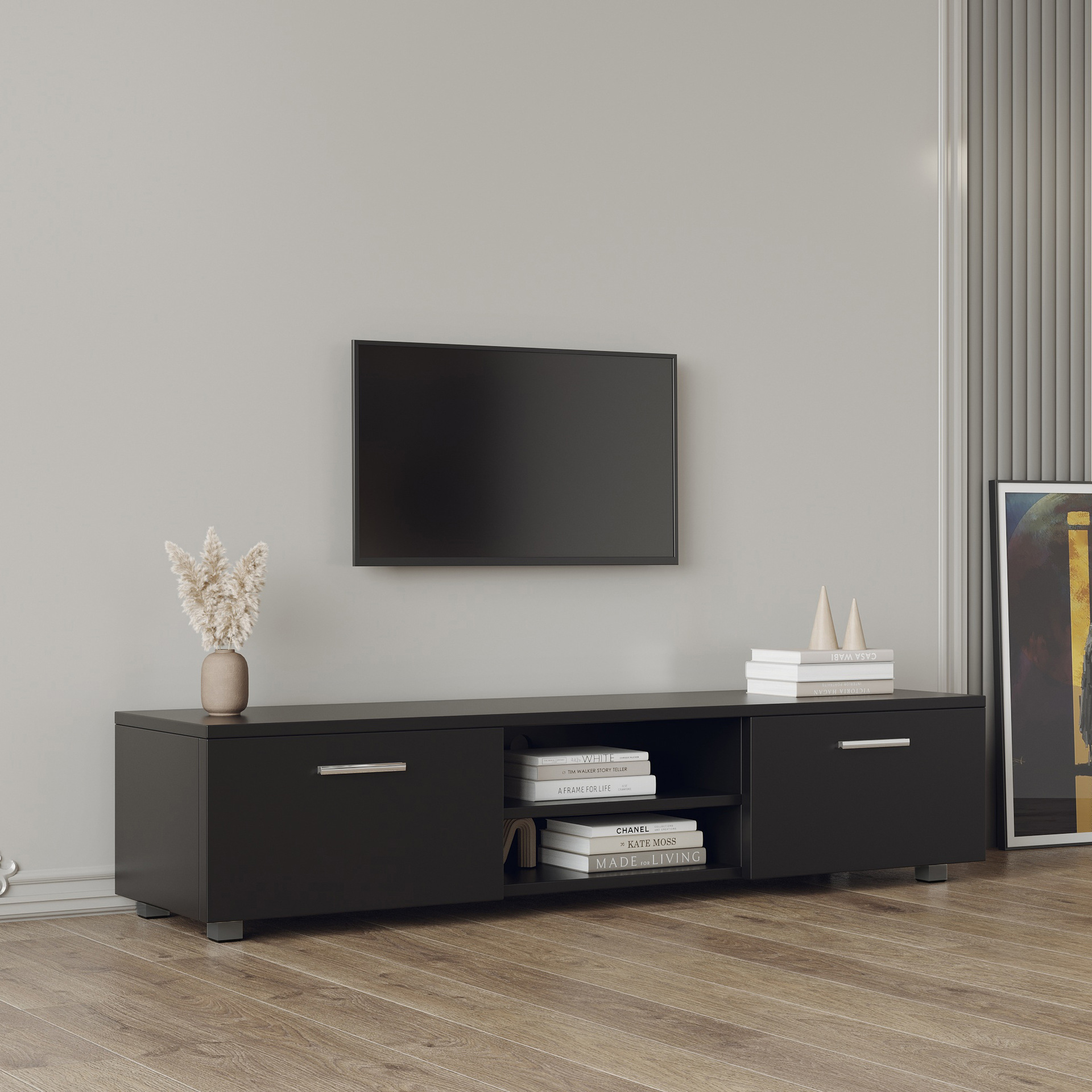 Juego de mesa de centro y mueble para TV de lujo ligero para sala de estar, mueble de almacenamiento y multimedia moderno y minimalista para apartamentos pequeños. image 3