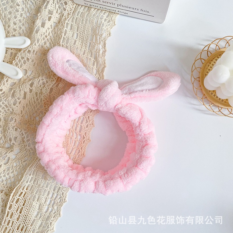 Estilo coreano Orejas de conejo de felpa de las mujeres lindas banda para el cabello lavado de cara anudada banda para el cabello turbante de invierno accesorios para el cabello joyería al por mayor