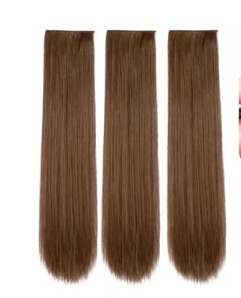 Peruca de cabello largo de mujer tipo tres piezas de imitación de cabello humano largo ondulado cabello largo recto flojo aumento de cabello invisible extensión de cabello sin rastro
