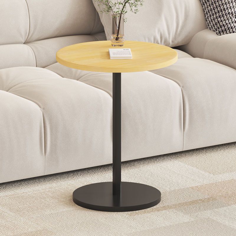 [고급 원형 사이드 테이블 모델] 우드 컬러 + 블랙 스트레이트 프레임