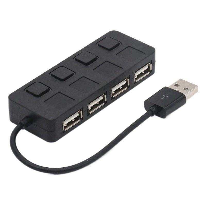 Один-четыре USB2.0HUB компьютерный разветвитель 4-портовый USB-концентратор Кнопка независимый Коммутатор Концентратор док-станция расширения