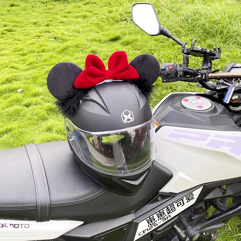Minnie Mouse Ear Helmet Decoration Detachable Universal