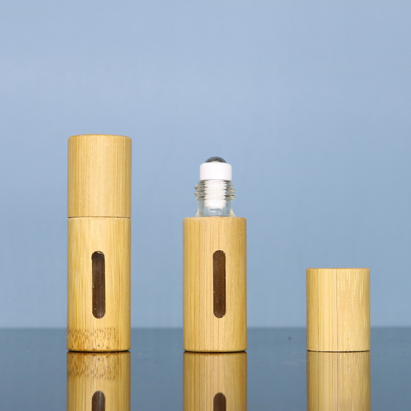 Botella de rodillo de madera de bambú grano de madera 3ml5ml10ml botella de cuentas de bambú cubierta de bambú botella de aceite esencial botella de bambú botella de Bambú