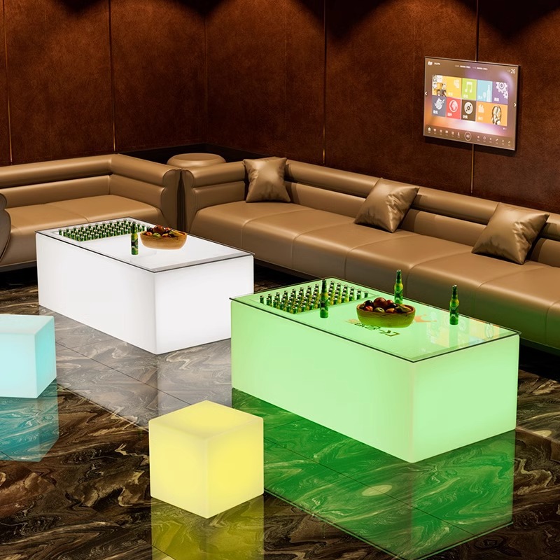 Luminous Ktv Coffee Table Bar Table Clear Bar Booth Nightclub Box Rectangular Popular Grill Bar Restaurant Bar Table