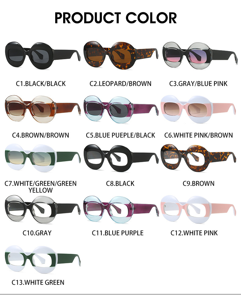 55g Weight Full Frame Glasses Structure Sunglasses Classification PC, UV400 Protection Lens Material Round Frame Glasses Style Daily Occasion Leopard Pattern Unisex Gender Patchwork Design Fashion Style Grey, Black Color Fashion Leopard PC UV400 Protection Round Frame Patchwork Full Frame Women's Sunglasses 3