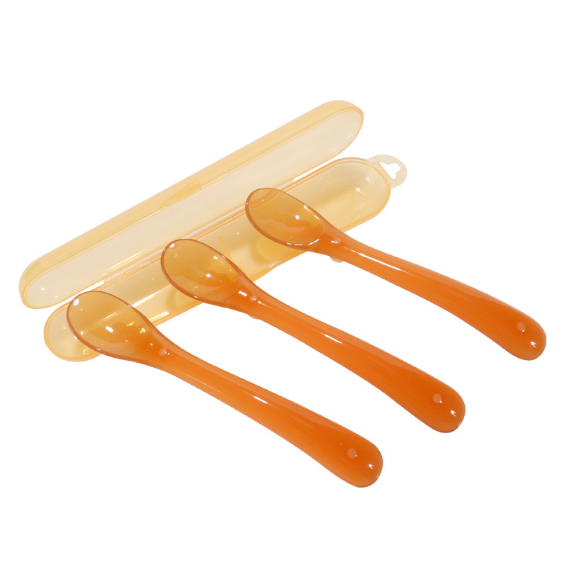 Cross-border simple baby silicone food supplement spoon liquid soft silicone teether food supplement spoon boxed rabbit silicone spoon