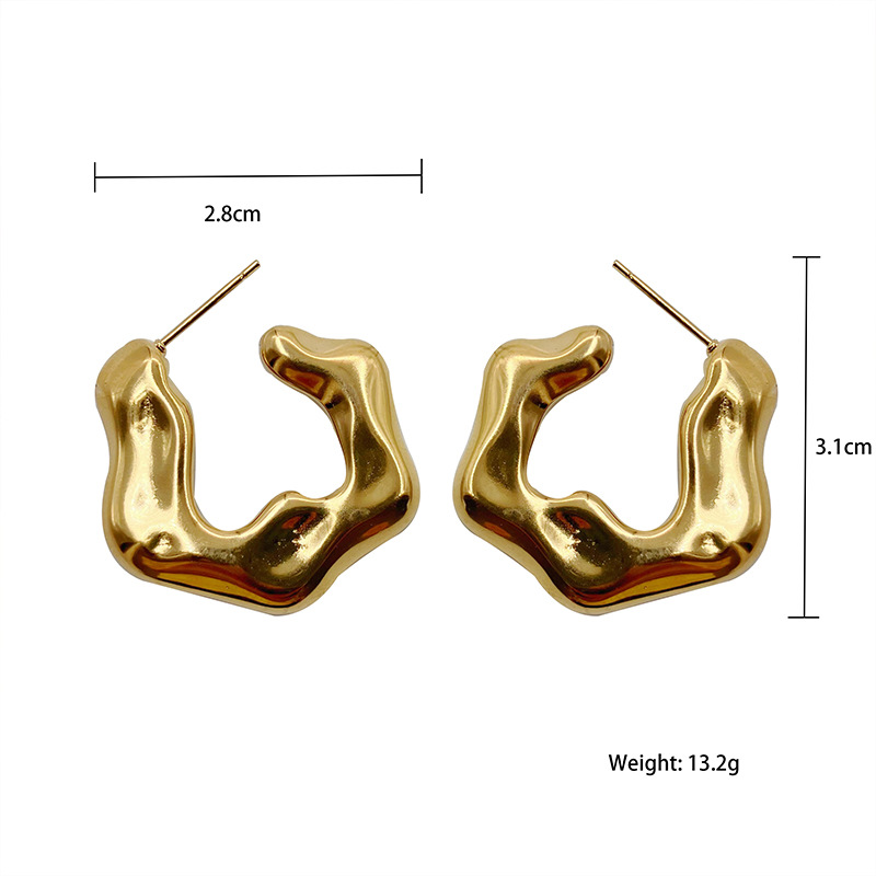 Retro Geometric Stainless Steel Plating Ear Studs 1 Pair
