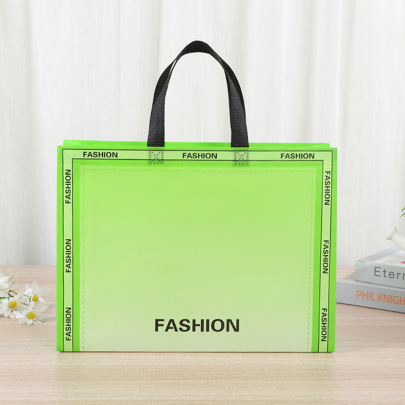 Bolsas de mano no tejidas gruesas, bolsas de compras, bolsas de regalo de mano no tejidas de moda, color gradiente