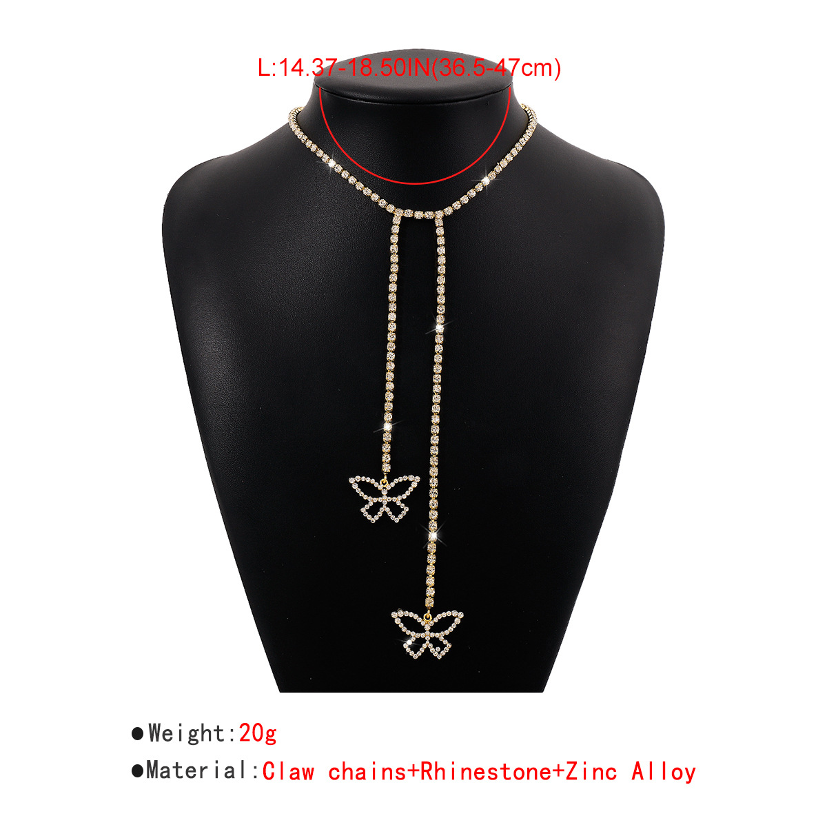 Sweet Butterfly Alloy Plating Rhinestones Women's Pendant Necklace display picture 2