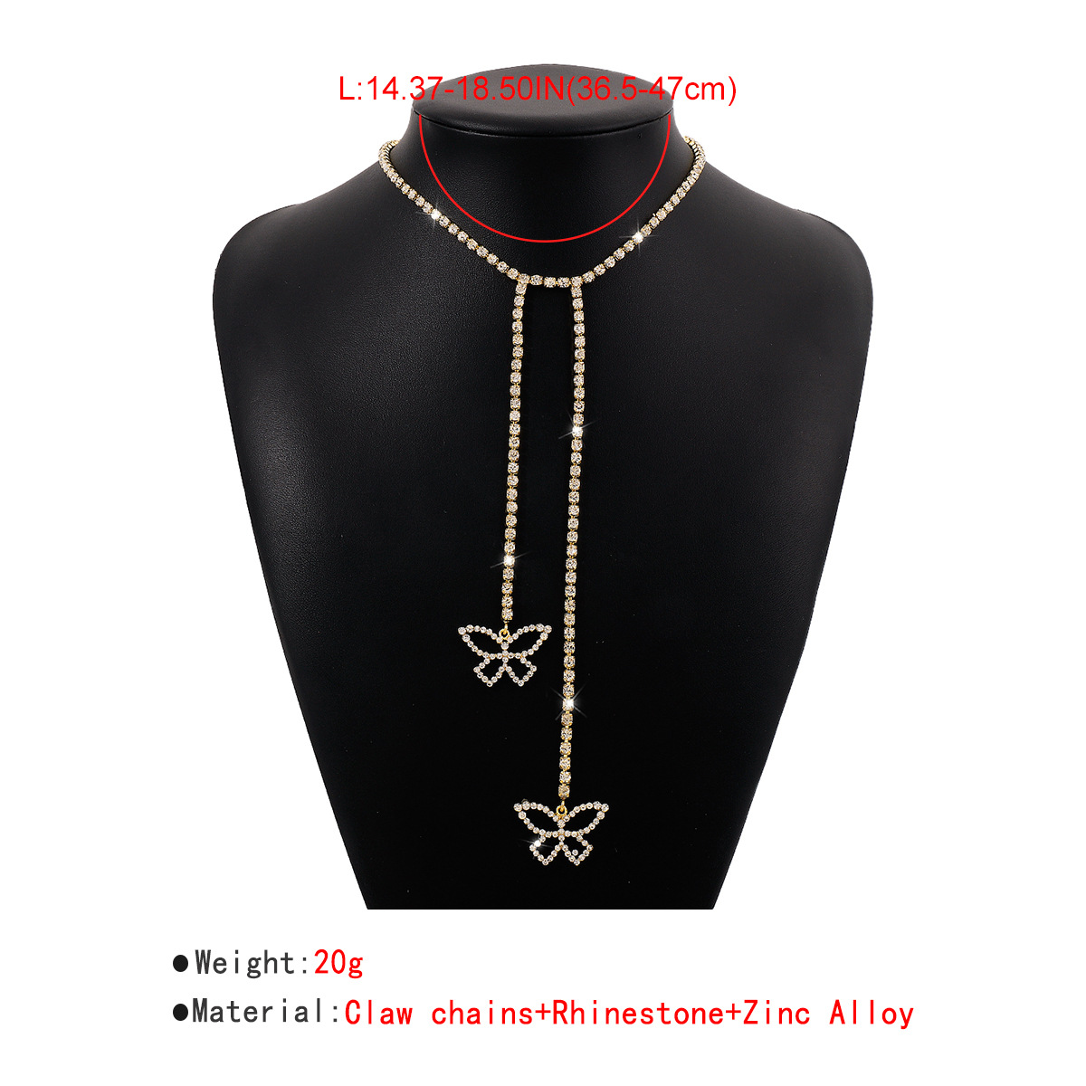 Sweet Butterfly Alloy Plating Rhinestones Womenu0027S Pendant Necklace