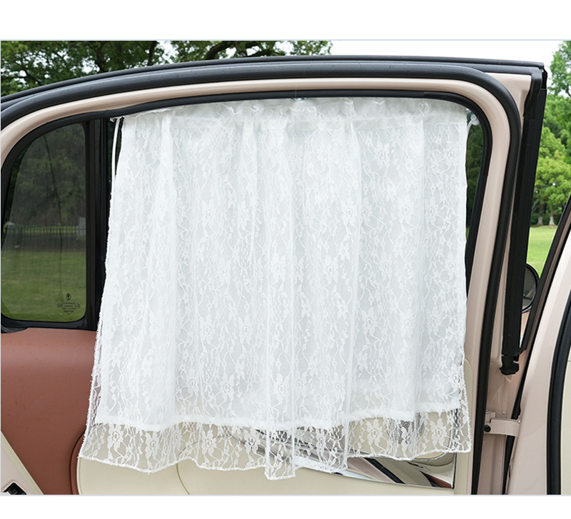 Lace Double-Layer Car Curtains, Baby Sun Protection and Heat Insulation Car Sunshades, Hanging Car Privacy Curtains