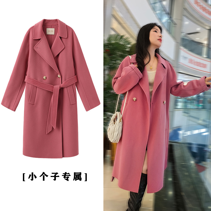 30% Cashmere Long Hepburn Style Double-Faced Wool Coat, Old Money Style, Autumn/Winter Mid-Length Double-Faced Wool Coat