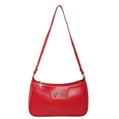 Fashion butterfly knot 2025 solid color Korean version trendy quality stylish commuting shoulder underarm baguette bag for women