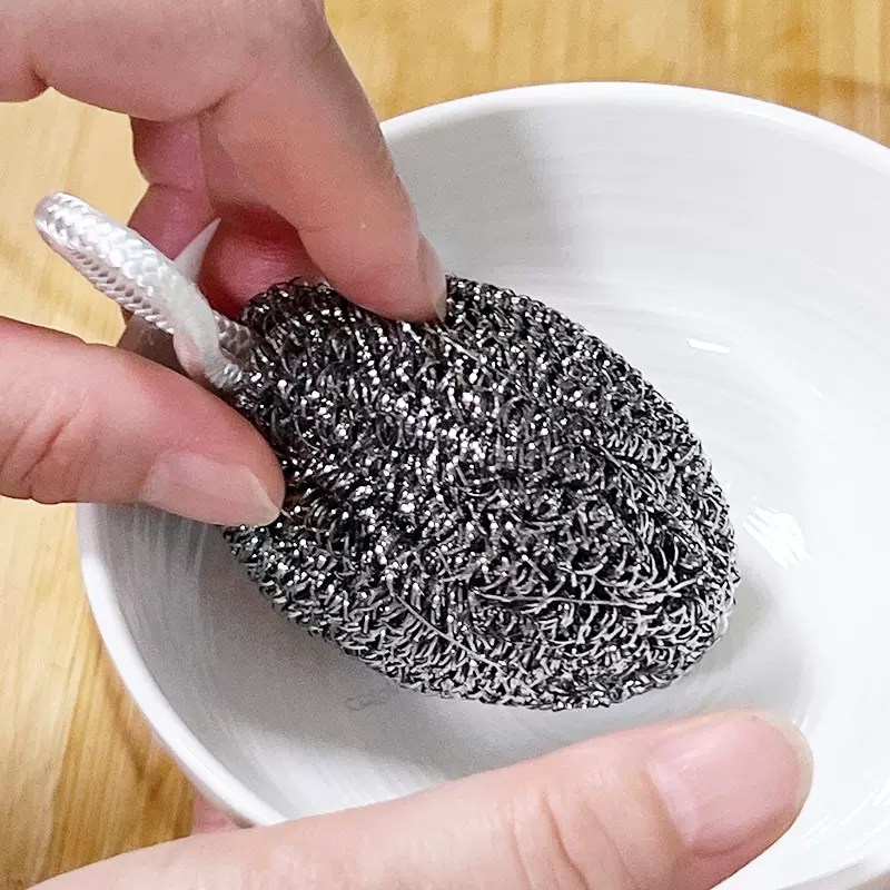 大号钢丝球不锈钢清洁球家用铁丝球厨房刷锅洗碗清洁球带挂绳批发